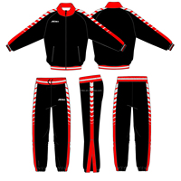 Ensemble d'uniformes de basketball personnalisés à impression numérique, respirants et à séchage rapide, noir et rouge, comprenant maillot, short, sweat à capuche, polo, veste de survêtement, pantalon et sac à dos