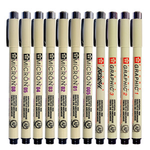 Venta caliente Sakura Color negro profesional Micro pluma dibujo aguja pluma 12 tipos diferentes de marcadores de punta para dibujar - Product Image 2