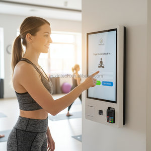 Nouveau design, terminal libre-service à écran tactile Full HD 27 pouces, kiosques <span class=keywords><strong>de</strong></span> paiement Linux avec imprimante/scanner <span class=keywords><strong>de</strong></span> <span class=keywords><strong>code</strong></span> QR/microphone/caméra - Product Image 4