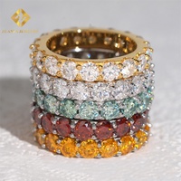 Hete Verkoop Kleur Moissanite 1 Rijen Band Ringen Verguld 925 Sterling Zilveren Eeuwigheid Verlovingsringen Heren