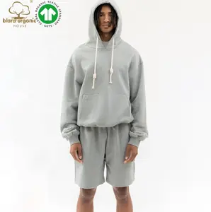Oversize Heavyweight Men's Sweatshirt Embossed 3D Logo Plain Pullover Hoodie XL Size Organic French Terry Unisex Men Women Shirt