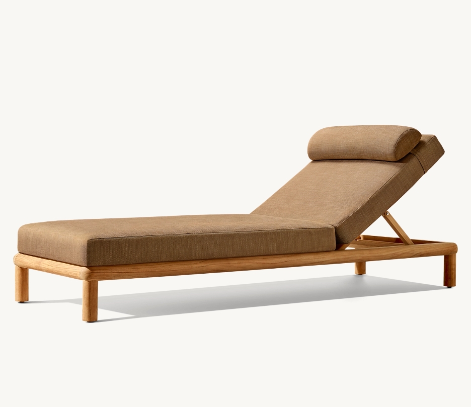 Luxury Villa Modern Teak Garden Lounge Solid Teak Wood Sunbed Outdoor Furniture