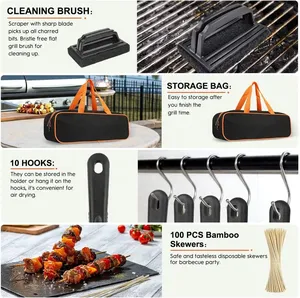 Juego de Accesorios para Parrilla de Acero Inoxidable Multifunción Resistente al Calor, Juego de Herramientas para Barbacoa al Aire Libre con Espátula y Raspador - Product Image 3