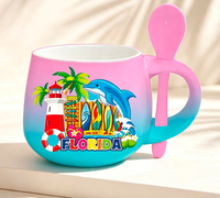 Mug en céramique de petite capacité avec cuillère, cadeau promotionnel personnalisé avec logo, souvenir de voyage, tasse à café pour cadeau
