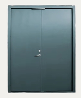Portes doubles modernes en acier avec ferme-portes, prévention incendie, utilisation intérieure, moustiquaire en nylon pour entrepôt/atelier