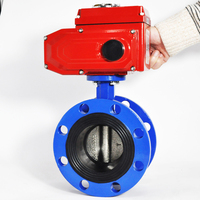 Katup Cakar Besi Cor Duktil 24V DN150 Katup Kupu-kupu Flens Elektrik 6 Inci
