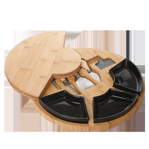 Cute Round Bamboo <strong>Cheese</strong> <strong>Knife</strong> and Cutting Board <strong>Set</strong> <strong>Cheese</strong> Tools - Product Image 2