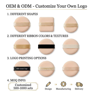 Houppette de maquillage en forme de losange dorée de haute qualité, en coton doux, pour fond de teint et poudre, avec logo personnalisé, vente en gros - Product Image 5