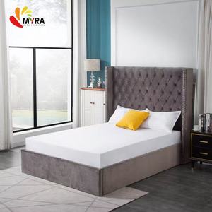 Set di Mobili di Lusso per Camera da <span class=keywords><strong>Letto</strong></span>, <span class=keywords><strong>Letto</strong></span> Singolo Design a Slitta con Testiera Imbottita Curva, Struttura <span class=keywords><strong>Letto</strong></span> Queen con Contenitore e Sollevamento a Gas - Product Image 4