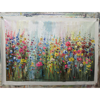 Peinture sur toile acrylique de paysage moderne avec fleurs colorées faites à la main, décoration pour la maison, l'hôtel, le café, le bureau