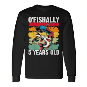 T-shirt a maniche lunghe per compleanno di 5 anni O'Fishally, per bambini, unisex, girocollo, stampa digitale - Product Image 2
