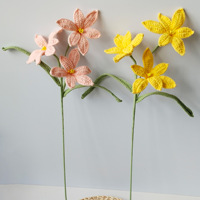 Fleurs d'orchidée au vent tricotées à la main haut de gamme pour vase, bouquet, décoration intérieure de mariage, ornements finis