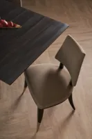 Ensemble de table à manger avec chaises Apollo, table rectangulaire moderne veinée et chaises latérales rembourrées pour salle à manger