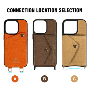 Custodia per telefono a tracolla in pelle PU di lusso personalizzata con slot per carte e cordino regolabile, per iPhone 17 16 15 14 13 Pro Max - Product Image 1