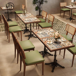 <span class=keywords><strong>Vintage</strong></span> commerciale su misura in velluto di legno caffè e ristorante tavolo e sedia Set divano mobili stand per Hotel caffetteria - Product Image 4