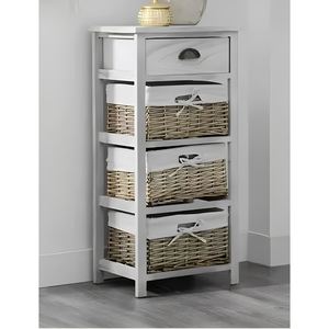 CÓMODA MULTIFUNCIONAL DE MADERA MACIZA 40X29 CM H. 80 BLANCA - Product Image 1