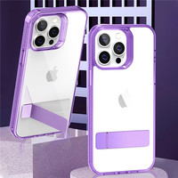 Coque transparente avec béquille pour iPhone 14, étui de protection de luxe transparent pour téléphone Apple, coque avec béquille pour iPhone 14, 12, 13 Pro Max