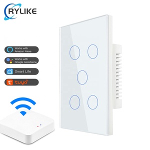 Interrupteur intelligent Tuya standard australien 5 gangues Zigbee avec panneau en verre trempé, compatible avec <span class=keywords><strong>Alexa</strong></span> <span class=keywords><strong>et</strong></span> <span class=keywords><strong>Home</strong></span> <span class=keywords><strong>Assistant</strong></span> - Product Image 1
