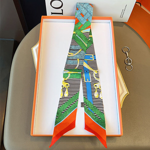 Foulard 100% Soie de Mûrier pour Femme, Style <span class=keywords><strong>Vintage</strong></span>, Longue Bande avec Nœuds et Motifs à Pois, pour l'Été, à Nouer sur Sac, en Bandeau Cheveux ou Ruban de Cou - Product Image 6