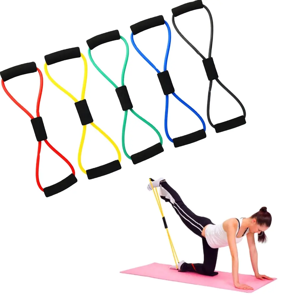8 Word Fitness Yoga Gum Resistance Rubber Bands Fitness Elastic Band Fitness Equipment Expander Workout Gym Exercise Train