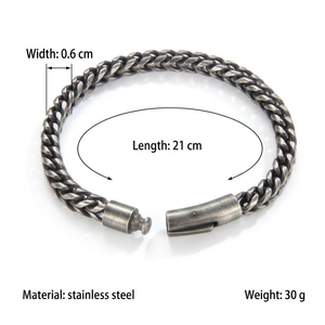 Pulseira Masculina de Aço Inoxidável Elo de Trigo 6mm de Largura 21cm Banhada a Ouro 18K com Fecho Barril Atacado - Product Image 2