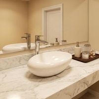 Vasque à poser en céramique blanche pour salle de bain, design moderne et unique, qualité hospitalière, garantie 5 ans, pour villa privée