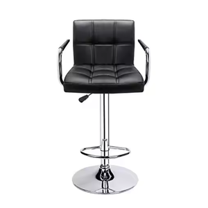 Home Tabourets de bar en acier inoxydable Chaise de comptoir de bar en cuir avec dossier - Product Image 2