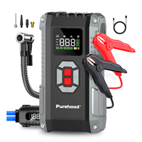Démarreur de voiture compact Purehood S600 212 mm avec compresseur d'air 150 PSI, écran LCD et câble intelligent pour 27000 mAh et 4000 A de puissance de crête