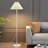 Lampe sur pied LED moderne en fer avec abat-jour en papier plissé, protection oculaire, pour hôtel, chambre, salon, côté canapé, décoration