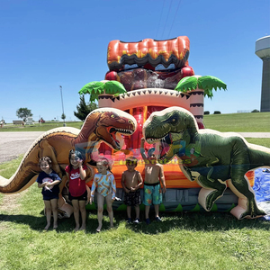 Outdoor party jumpers tobogan acuatico hinchable 20ft inflatable T-rex water <b>slide</b> with <b>pool</b> for kids - Product Image 5