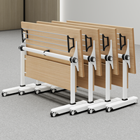Conjunto de Mesa de Conferencia Modular de Acero Inoxidable, Plegable, Móvil, con Separador, Forma Oblonga, Diseño Moderno, Fácil de Transportar
