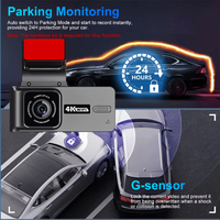 Nouvelle boîte noire de voiture 4K avec écran tactile IPS, Wi-Fi, vision nocturne, GPS intégré, surveillance de stationnement 24h/24, caméra avant/arrière et capteur G