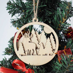 จี้ไม้สำหรับตกแต่งคริสต์มาสด้วยเลเซอร์ตัดเป็นชิ้นเล็กๆป้ายไม้สำหรับต้นคริสต์มาส - Product Image 3