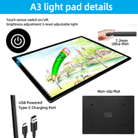 Tableau de traçage à LED Table lumineuse à trois niveaux de luminosité gradation en continu Planche à dessin LED personnalisée A3 Led Tracing Light Pad