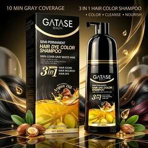 Crème colorante pour cheveux à l'huile d'argan 3 en 1, sans ammoniaque, semi-permanente, couvrante des cheveux gris, 400 ml - Product Image 1