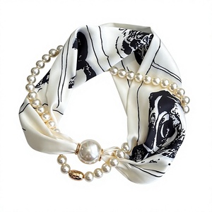Mehrschichtige Perlenketten-Halstuch-Halskette mit Magnetverschluss, Halstuch-Bandana für Damen, lässiges und formelles Outfit, Schmuck-Accessoires, Geschenk - Product Image 2