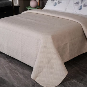 批发涤纶实心压花床罩不同蓝色拼布床罩被子套装 - Product Image 3