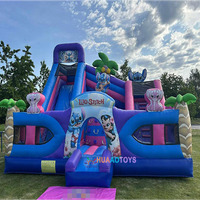 Château gonflable à thème Lilo & Stitch avec toboggan et aire de jeux 8x7x5.4m, écologique, pour les fêtes d'anniversaire des enfants, les événements en plein air