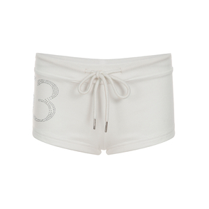 Shorts Sexys y Transpirables de Cintura Baja, Estilo Minimalista Y2K con Letras de Diamantes de Imitación y Cordón Ajustable, Ecológicos - Product Image 5