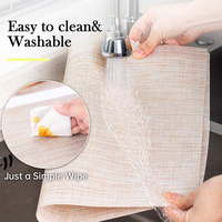 Napperons classiques en PVC tissé, écologiques, lavables, durables et essuyables, avec logo personnalisé, pour la table à manger à domicile, vente en gros