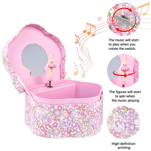Caja <span class=keywords><strong>Musical</strong></span> Floral - Caja <span class=keywords><strong>Musical</strong></span> de Cartón Rosa <span class=keywords><strong>con</strong></span> <span class=keywords><strong>Bailarina</strong></span> Giratoria y Espejo, Regalo para Niñas - Product Image 4