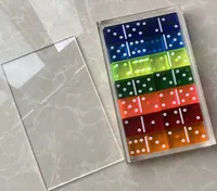 Lucite conjunto de blocos de acrílico, conjunto de jogos coloridos para dominoes, 28 peças, jogo de acrílico