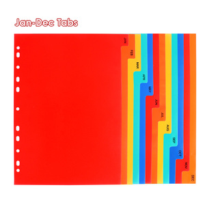 Foska trường học và văn phòng Nguồn cung cấp bán buôn nhựa không thấm nước 11 lỗ thư mục tập tin trang nhiều màu jan-dec <span class=keywords><strong>12</strong></span> Tab ngăn - Product Image 2