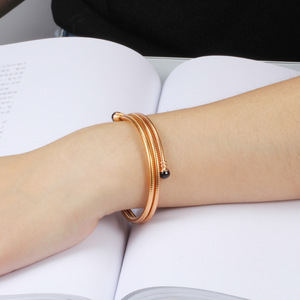 304 Stainless Steel <b>Bracelet</b> 56mm Multi Layer Opening Unisex Jewelry Gift Rose Gold Silver Gold Color <b>Copper</b> Alloy - Product Image 4