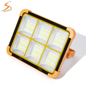 Luces de inundación LED con energía solar portátil para exteriores Iluminación de emergencia de energía con proyector reflector Soporte de carga de <span class=keywords><strong>teléfono</strong></span> - Product Image 1