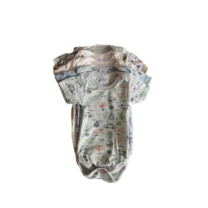 Infant Newborn Knit <b>Overalls</b> Organic Cotton Jumpsuit Summer Short Sleeve Jacquard Cartoon Pattern Snap Button Closure Rompers - Product Image 1