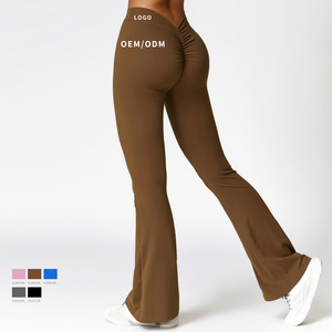 Leggings Acampanados Personalizados para Mujer, Cintura Alta Elástica con Efecto Levanta Glúteos, Color Sólido, Corte Acampanado, Elásticos <span class=keywords><strong>en</strong></span> Cuatro Direcciones - Product Image 1