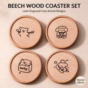 Cute Cartoon <b>Dog</b> Wooden Coaster Creative Mat <b>Heat</b> Insulation <b>Pad</b> <b>for</b> Tea Coffee Cup Tabletop Decor - Product Image 2