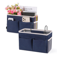 Organisateur de chevet pliable en toile anti-poussière avec sangles de fixation et porte-bouteille d'eau, pour lits superposés, maison, dortoir, hôpital, berceau