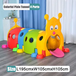 핫 잘 팔리는 싼 유치원 Multicolor 어린이 실 내용 플라스틱 Play 터널 Cute Elf Caterpillar 모양의 Kids 터널 Toy
